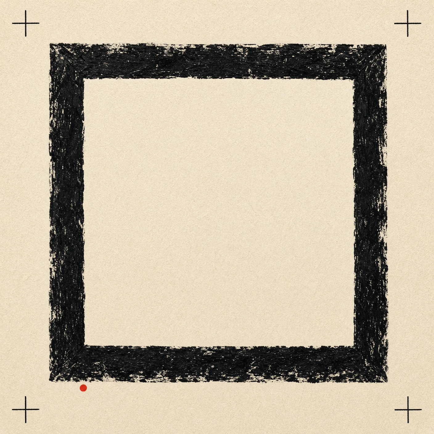 A blank linoleum block with registration marks.